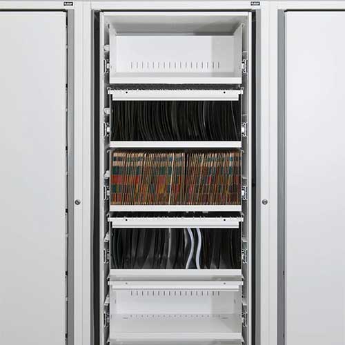 Rotary File Cabinets, Inside view, Solution, O'Brien Systems