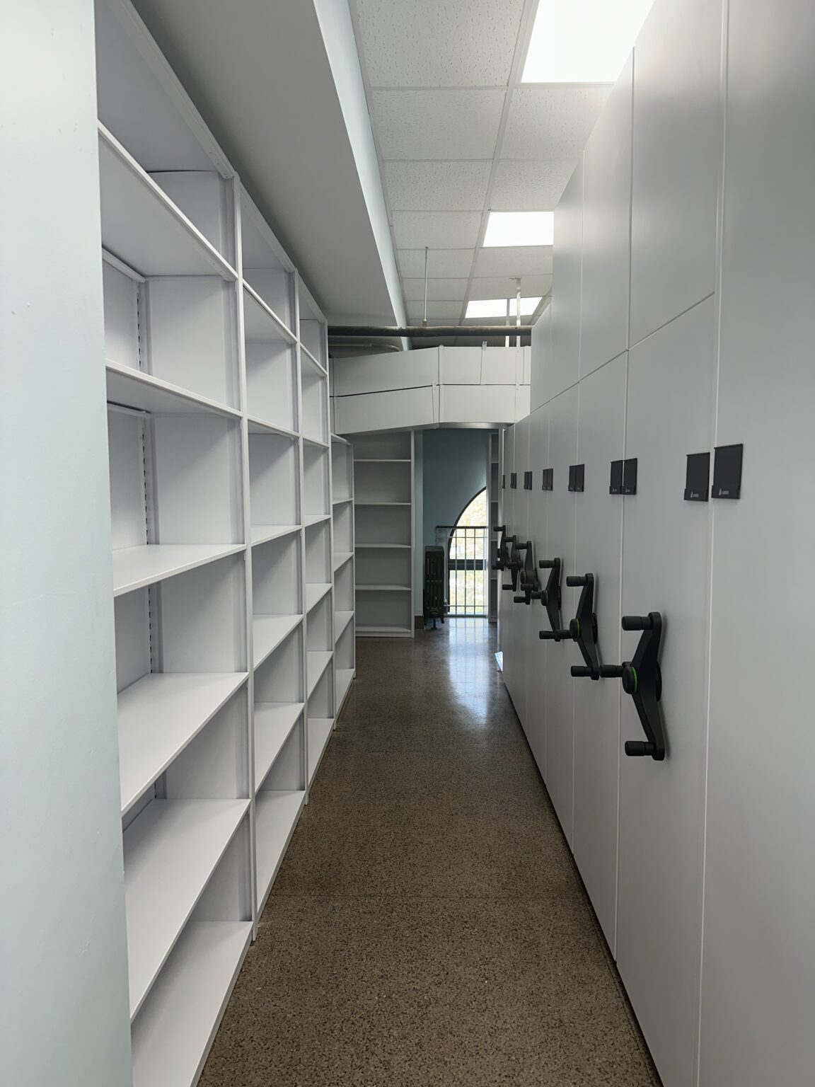 high-density mobile shelving, archival storage, records room storage